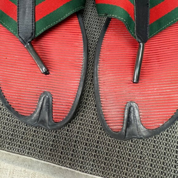 Gucci Sherry Line Mens Size 42 EU 9.5 US Red & Green Thong Sandals - Picture 5 of 8